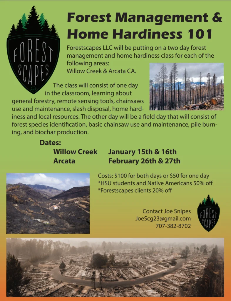 flyer for forest management home hardiness 101 class offered anually by Joe Snipes