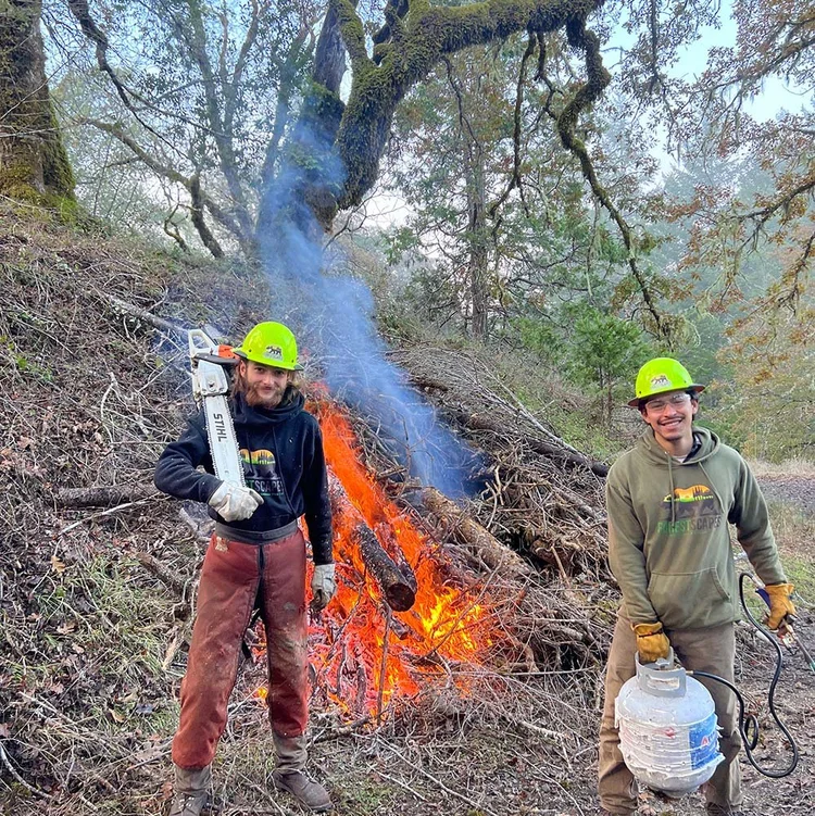 Forestscapes crew doing pile burning in Salmon Creek