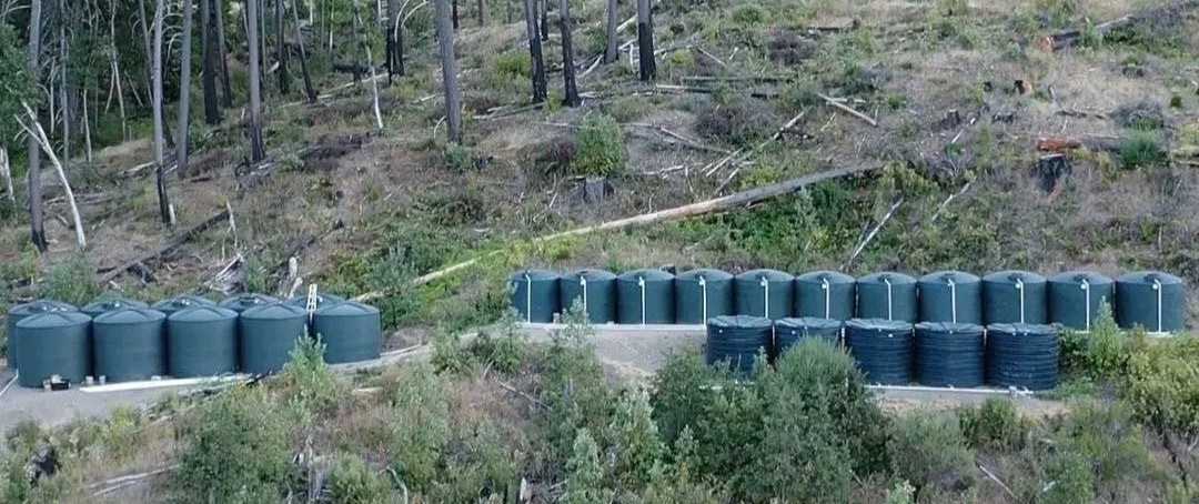water tanks installed on hillside